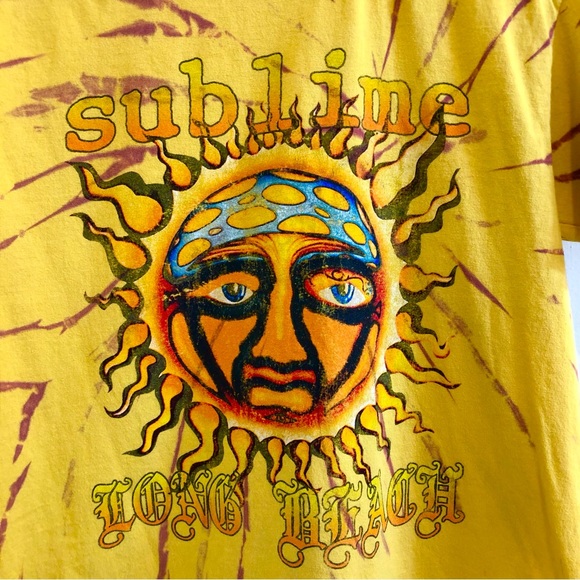 Sublime Short Sleeve Tie-Dye T-Shirt Flaming Sun Mushroom Long Beach Size Small. - Picture 6 of 12